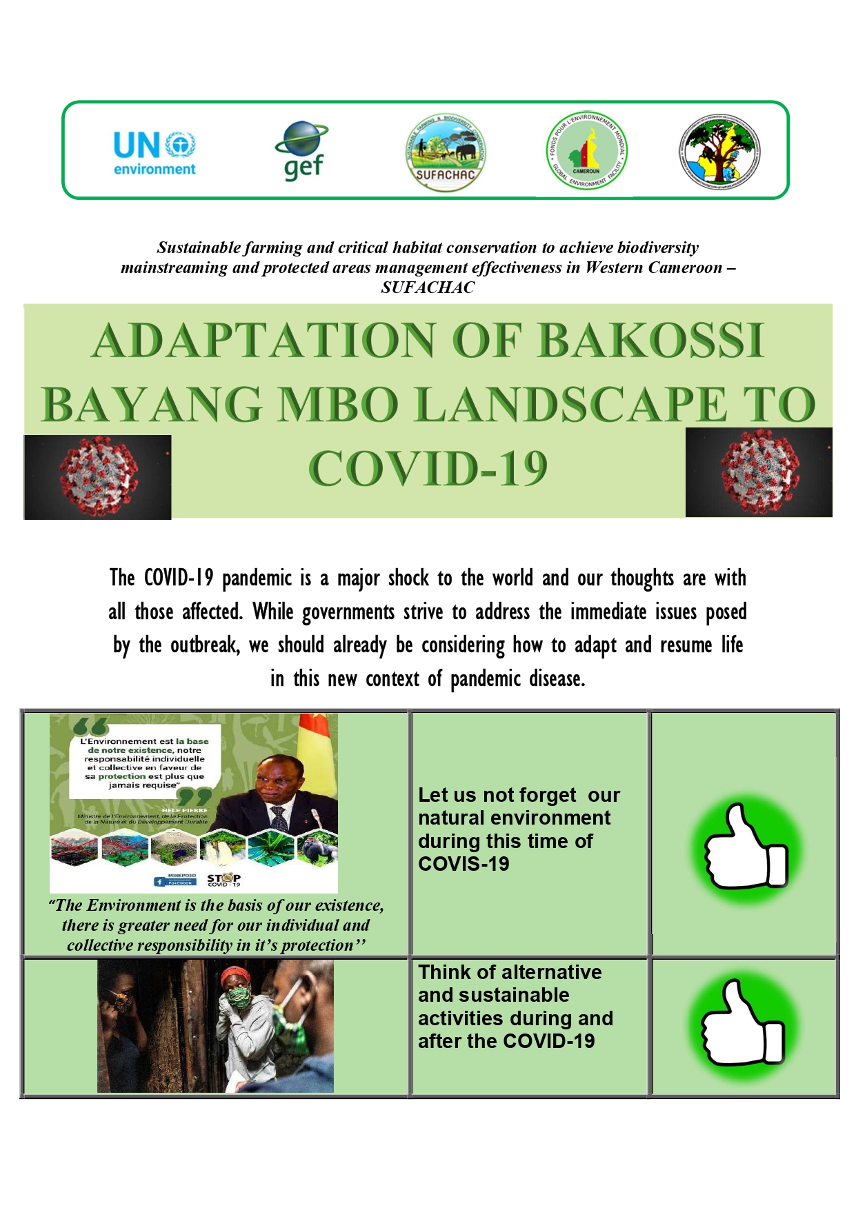 ADAPTATION DU PAYSAGE DE BAKOSSI BAYANG MBO AU COVID-19